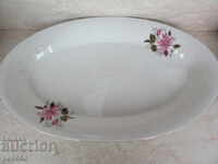 OLD OVAL PORCELAIN PLATE FROM THE SOCIALIST ERA - RAZGRAD /35.5x22cm/