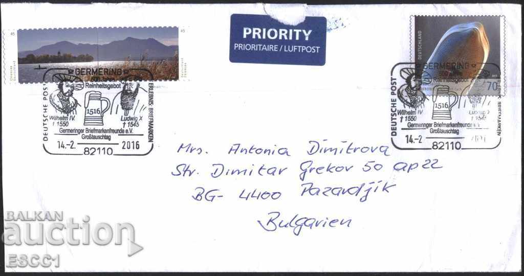 Пътувал плик  с марки Микро свят,  Езеро Кимзе 2015 Германия