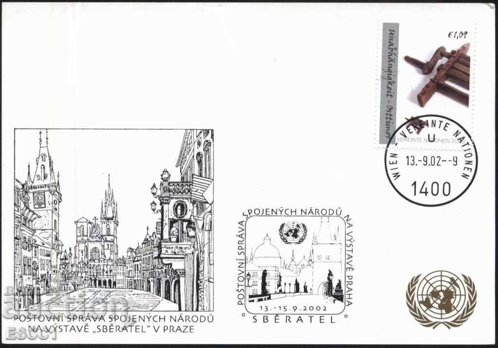 Пощенска картичка и специален печат ООН изложба 2002 Австрия