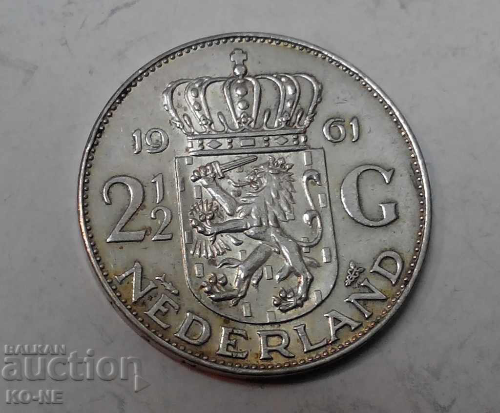 Silver coin 2.5 guilders 1961 Netherlands with price 40.00 BGN | € 20.45 Silver coin 2.5 guilders 1961 Netherlands with price 40.00 BGN | € 20.45