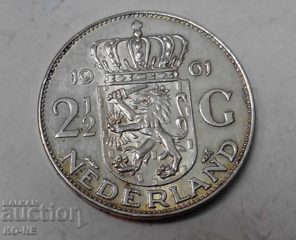 Silver coin 2.5 guilders 1961 Netherlands Silver coin 2.5 guilders 1961 Netherlands