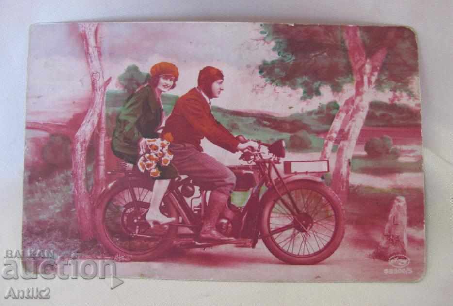 Delivery of 1929 year old postcard - Motorcycle Delivery of 1929 year old postcard - Motorcycle