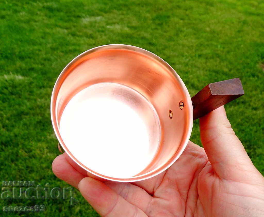 Auction Copper cup with natural wood handle. Auction Copper cup with natural wood handle.