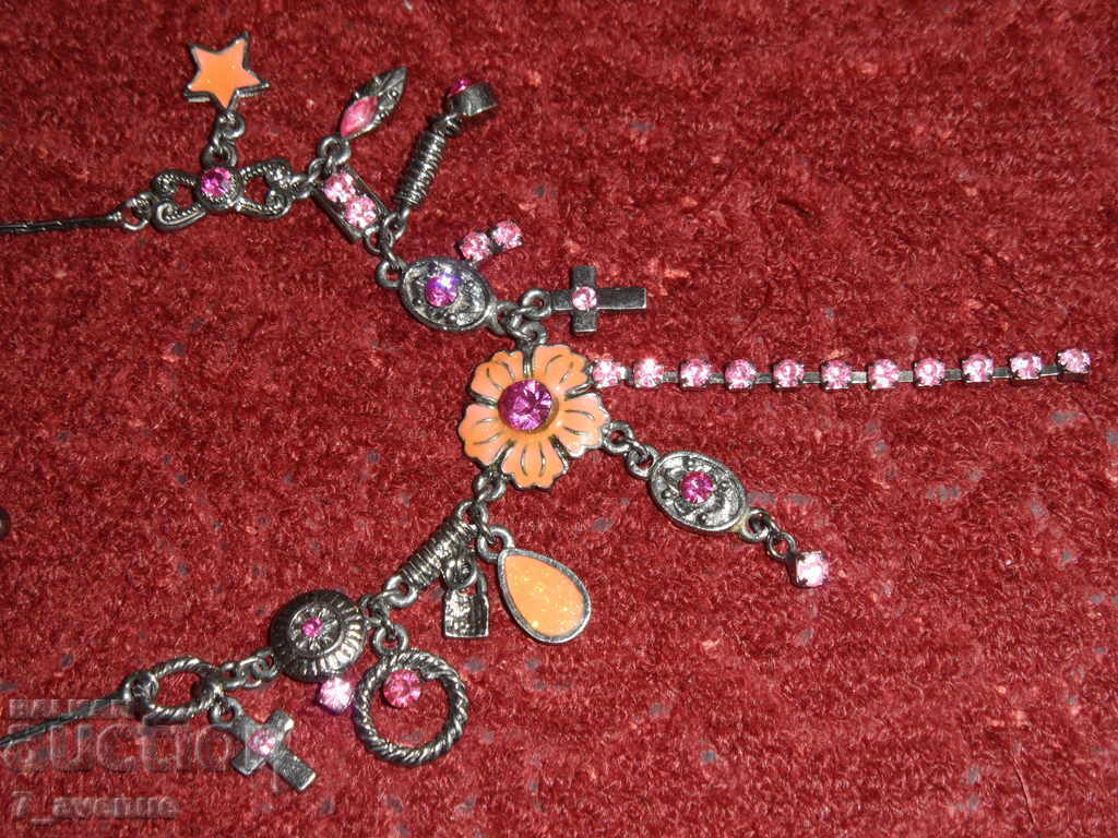 NECKLACE with 2 crosses, flowers, stones 38cm with price 49.00 BGN | € 25.05 NECKLACE with 2 crosses, flowers, stones 38cm with price 49.00 BGN | € 25.05