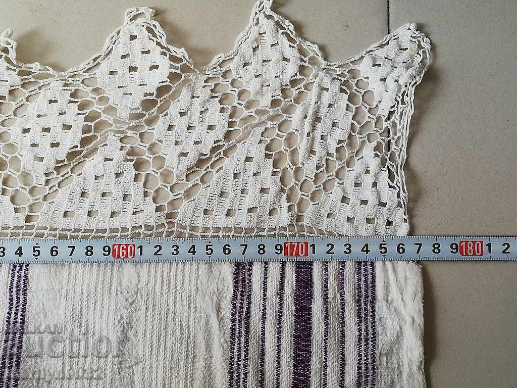 Vintage χειροποίητο σεντόνι με δαντέλα - 6