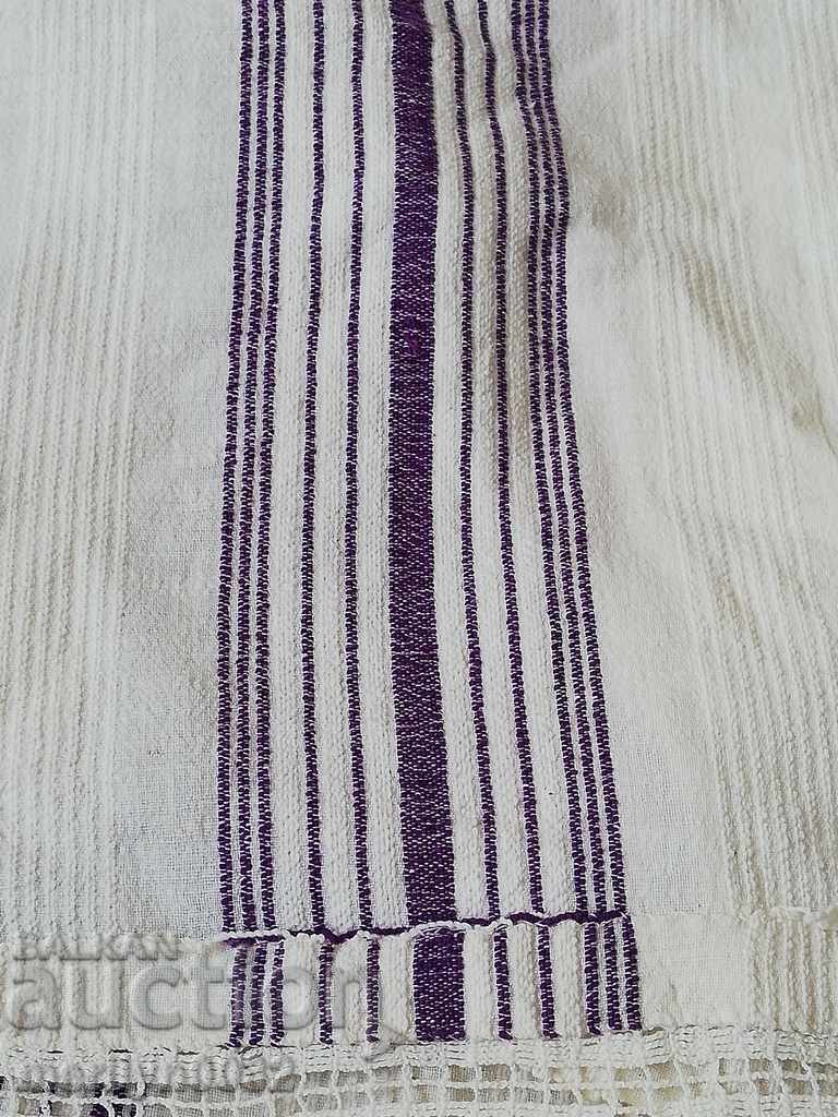 Vintage χειροποίητο σεντόνι με δαντέλα - 7