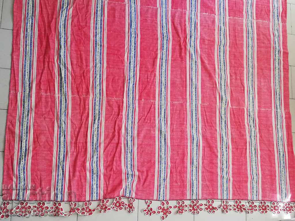 Vintage hand woven bed sheet with lace border with price 160.00 BGN | € 81.81 Vintage hand woven bed sheet with lace border with price 160.00 BGN | € 81.81