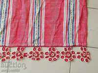 Vintage hand woven bed sheet with lace border