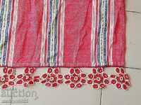 Cearșaf de pat vintage țesut manual cu bordură de dantelă