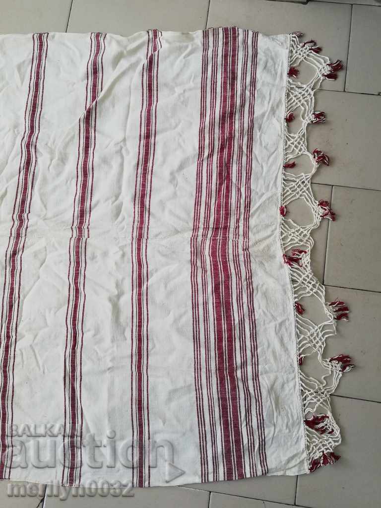 Vintage hand woven bed sheet with lace border - 6 Vintage hand woven bed sheet with lace border - 6