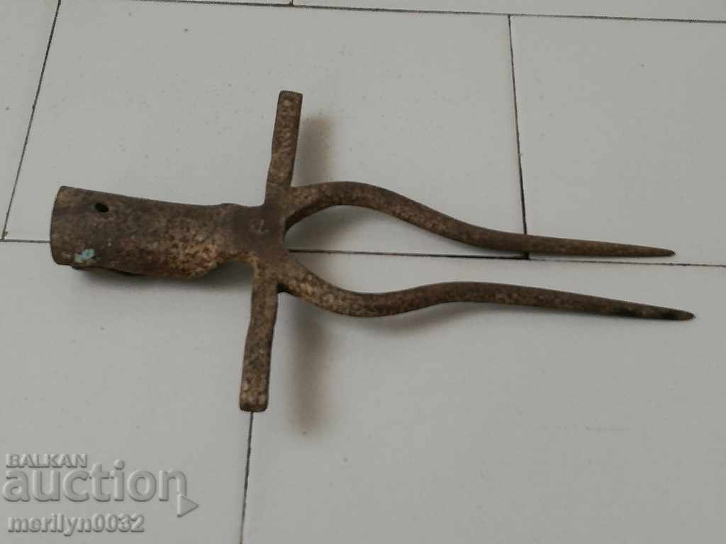 Delivery of Old Wrought Two Prong, Pitchfork, Wrought Iron Delivery of Old Wrought Two Prong, Pitchfork, Wrought Iron