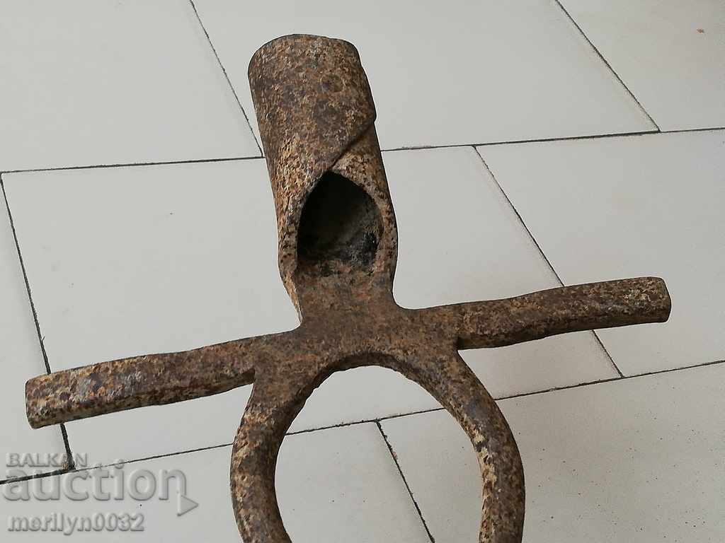 Old Wrought Two Prong, Pitchfork, Wrought Iron - 7 Old Wrought Two Prong, Pitchfork, Wrought Iron - 7