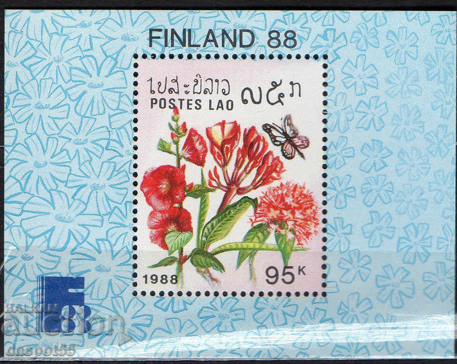1988. Лаос. Филателно изложение "Finlandia '88". Цветя. Блок