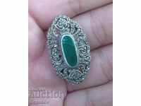 Silver Green and Pendant with Green Enamel