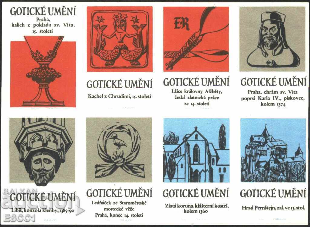 8 кибритени етикети Готическо изкуство Чехословакия лот 1363