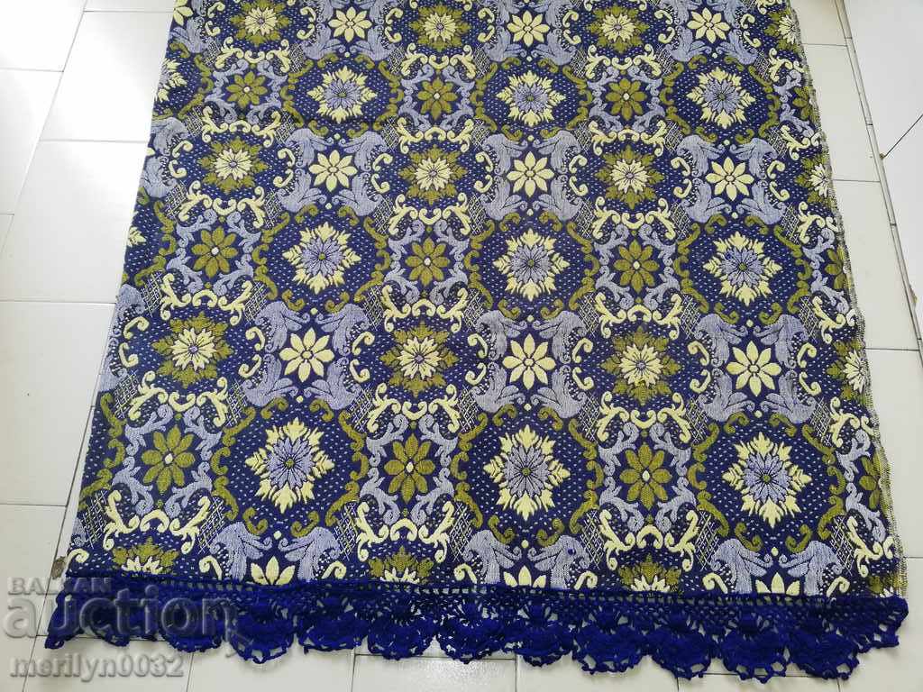 Old blue double-sided Coverlet tablecloth patterned rug with price 99.00 BGN | € 50.62 Old blue double-sided Coverlet tablecloth patterned rug with price 99.00 BGN | € 50.62