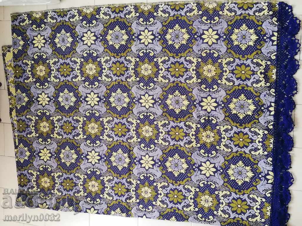 Auction Old blue double-sided Coverlet tablecloth patterned rug Auction Old blue double-sided Coverlet tablecloth patterned rug