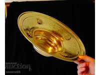 Antique brass vessel, fruit bowl, marking.