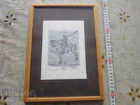 Оригинална стара картина Рицар   върху тъкана коприна