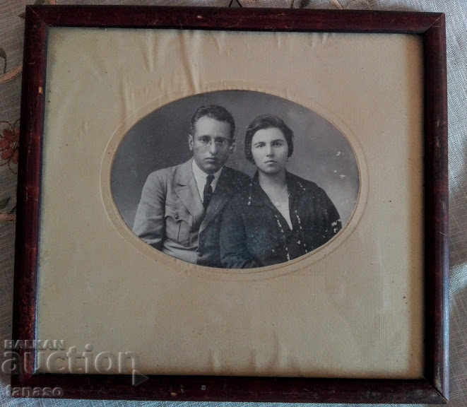 Old photo framed with glass