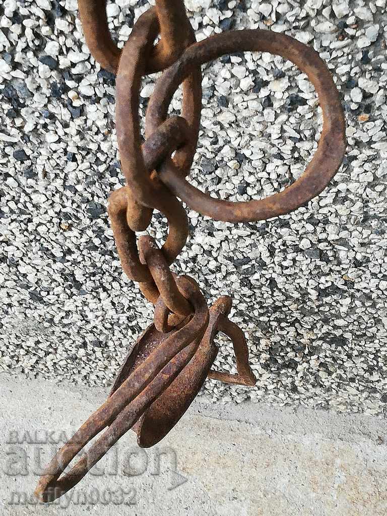 Pair of buckles, shackles, chain, wrought iron - 7 Pair of buckles, shackles, chain, wrought iron - 7