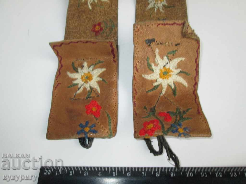 Old children's or ladies leather belt with embroidery - 5 Old children's or ladies leather belt with embroidery - 5