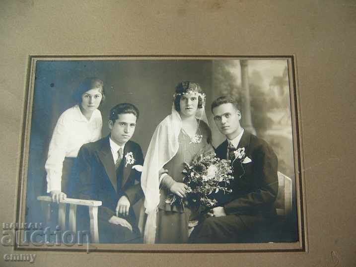 Old photo thick cardboard wedding studio with price 25.00 BGN | € 12.78