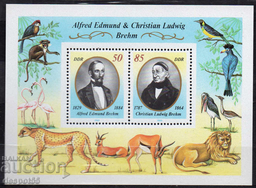 1989. GDR. Alfred Edmund și Christian Ludwig. Block.