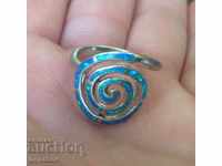 Silver Ring Spiral with Opal