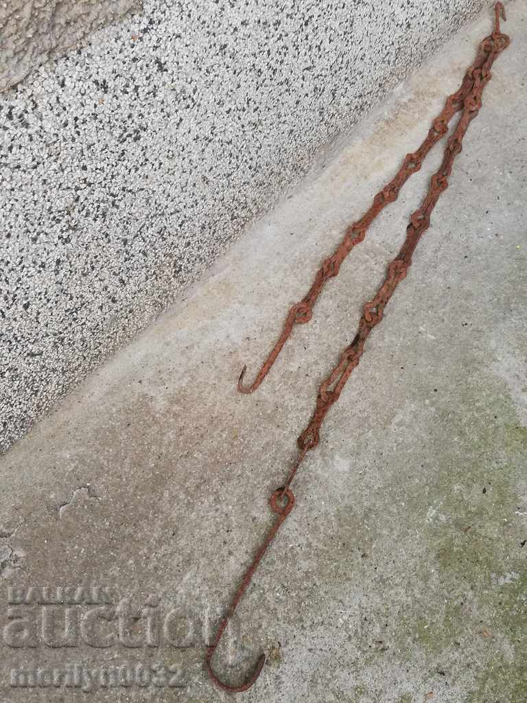 Old forged chain with hook, hearth for hearth chain hook with price 47.00 BGN | € 24.03