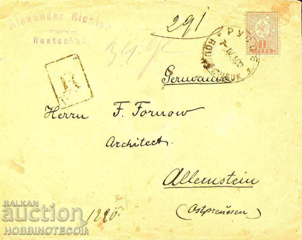 SMALL LION with 1 LEV Registered envelope RUSE GERMANY 7.IV.1900
