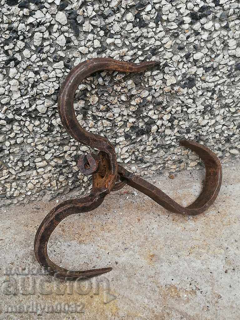 An old forged scraping hook, double twin - 5 An old forged scraping hook, double twin - 5