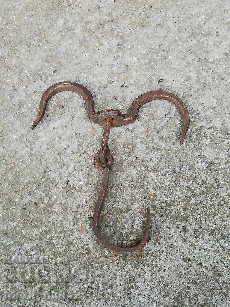 An old forged scraping hook, double twin - 6 An old forged scraping hook, double twin - 6