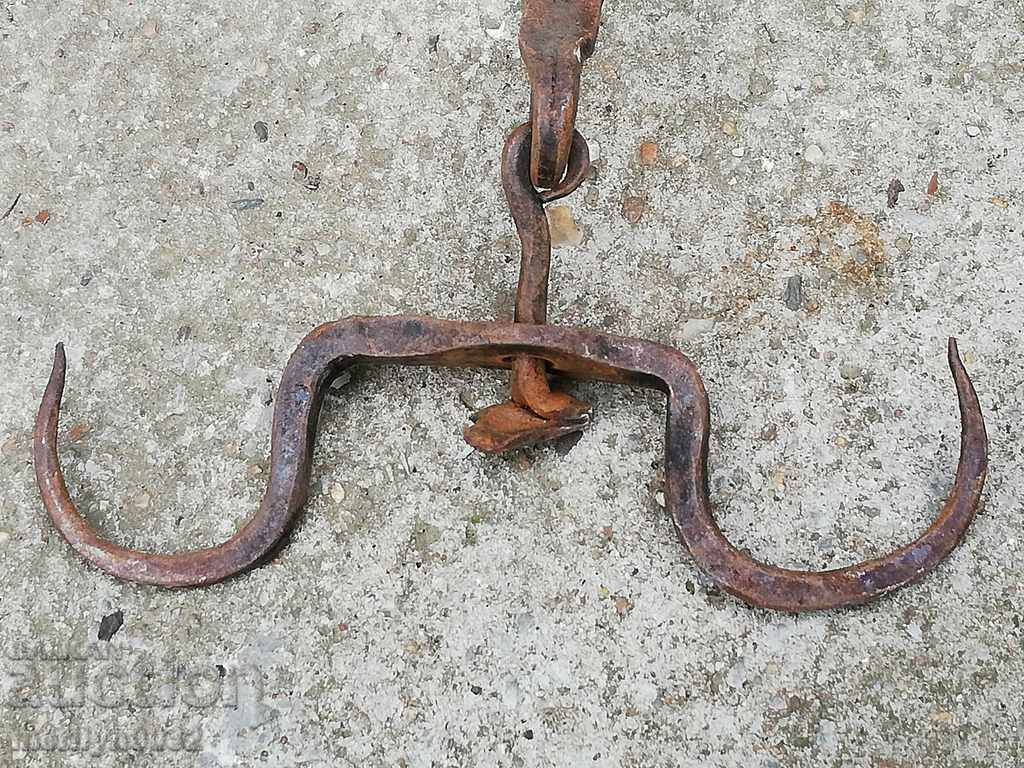 An old forged scraping hook, double twin - 6 An old forged scraping hook, double twin - 6