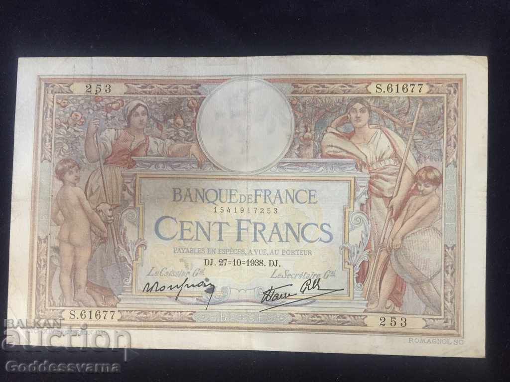 Γαλλία 100 φράγκα 1938 Pick 86b Αναφ. 1677