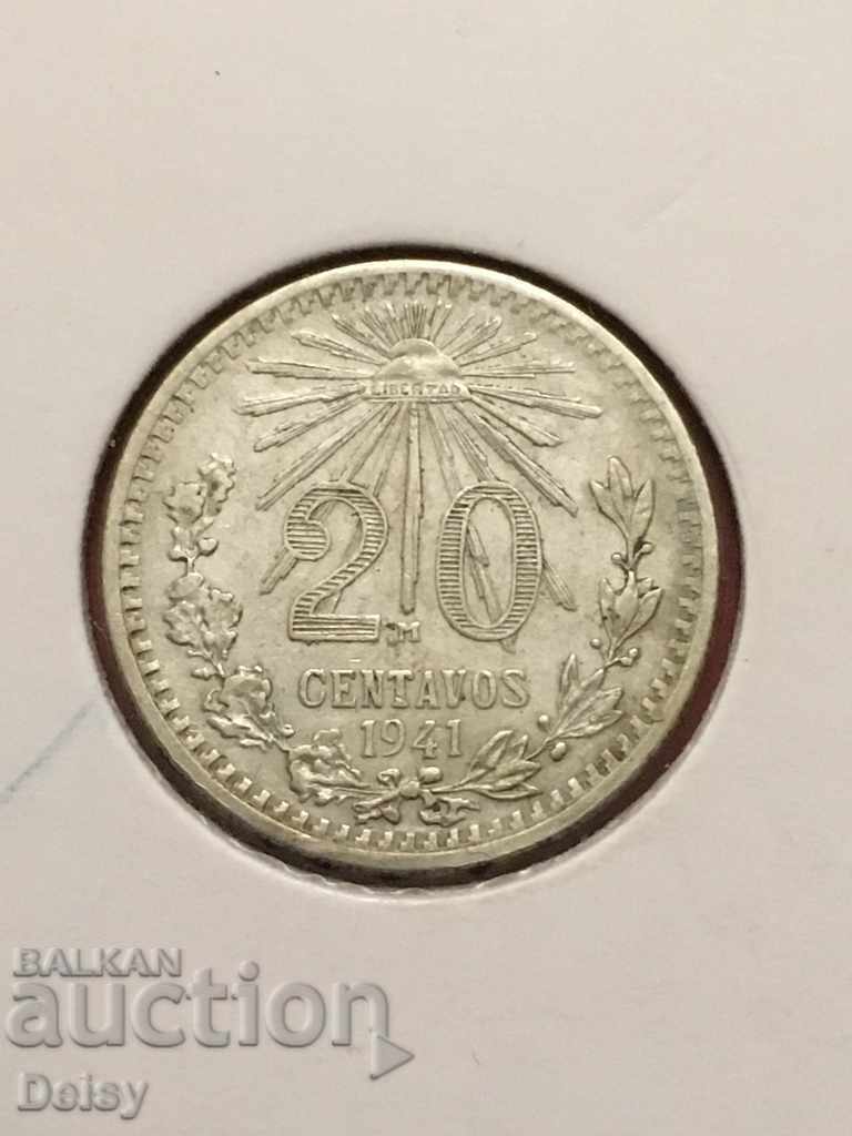 Мексико 20 центавос 1941г.