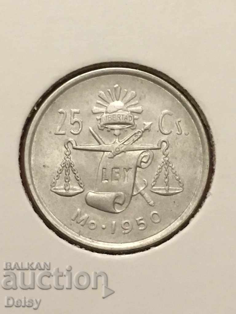 Мексико 25 центавос 1950г.
