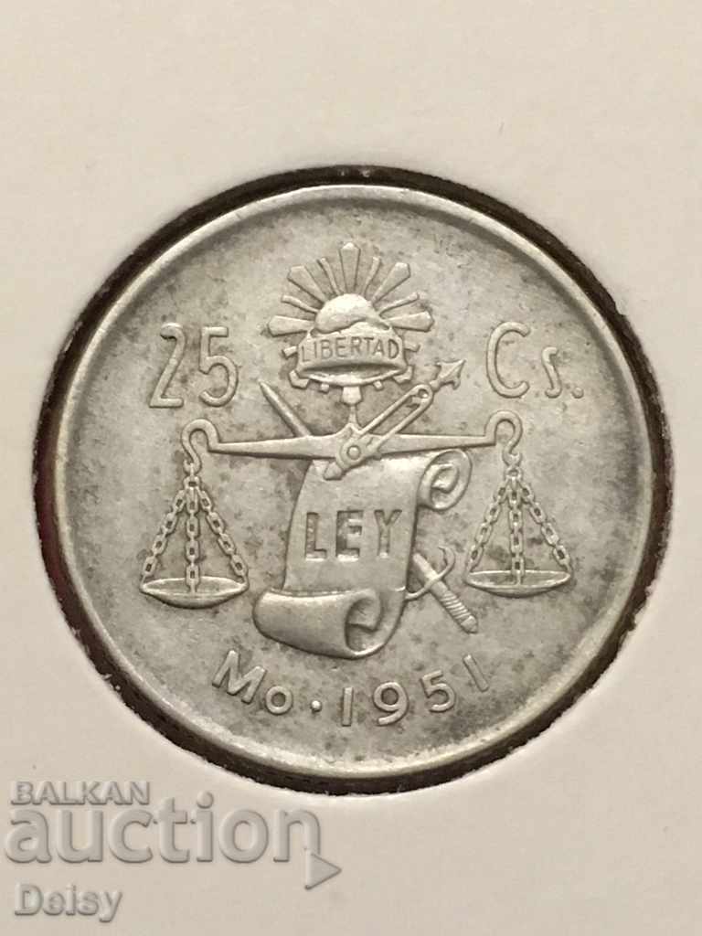 Мексико 25 центавос 1951г.