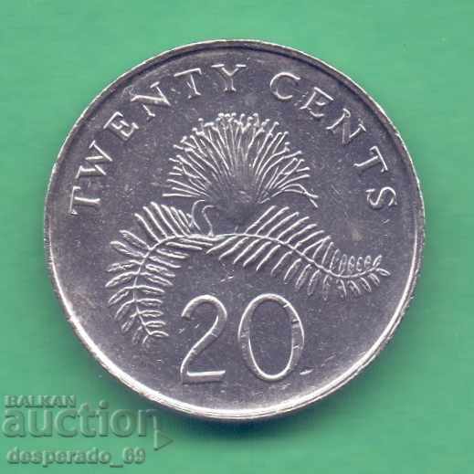 (¯` '• .¸ 20 cents 2011 SINGAPORE aUNC • • • •)