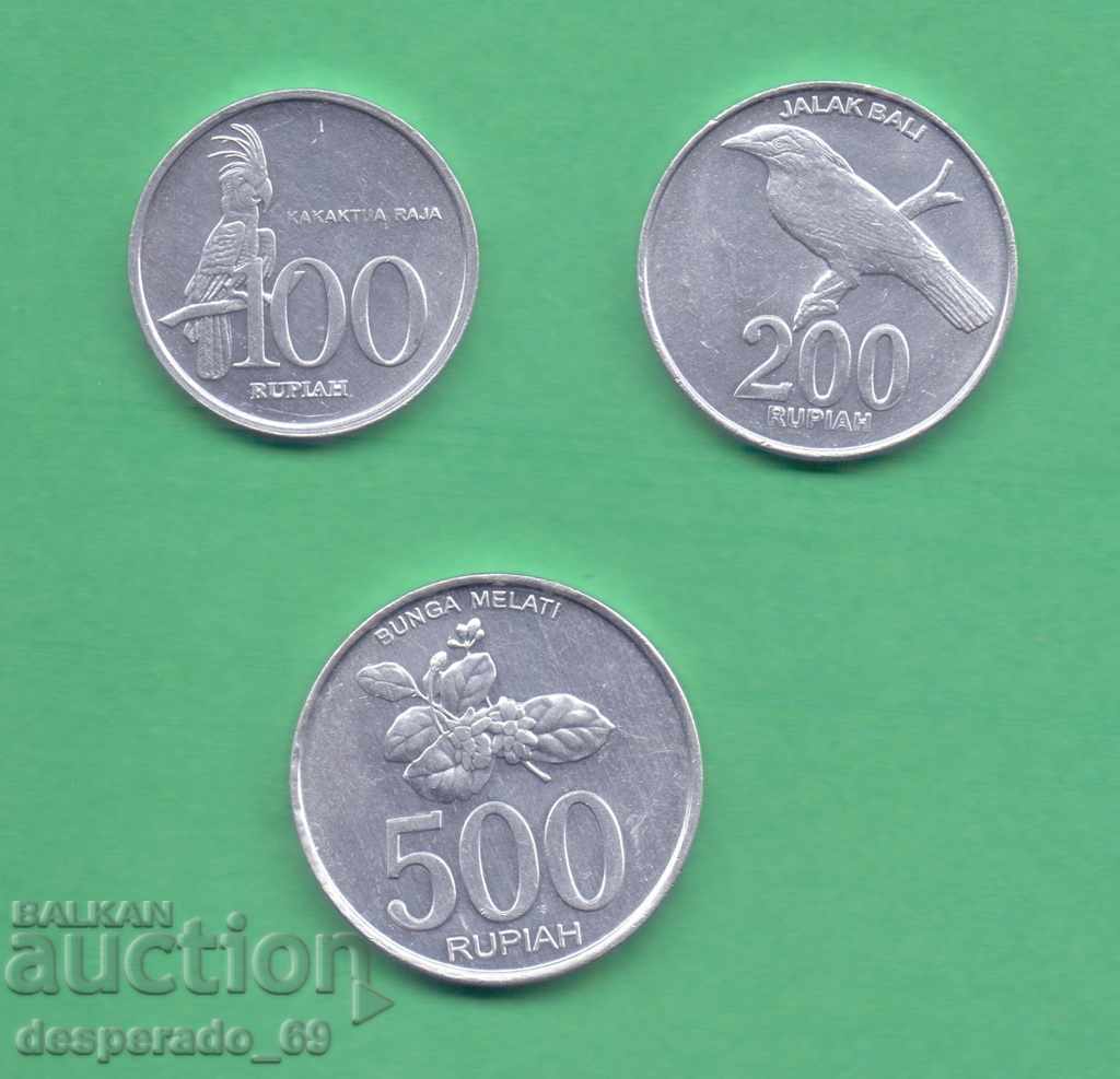 (¯` '• .¸ 100 + 200 + 500 rupees 1999-2003 INDONESIA UNC-¸. "'¯¯)
