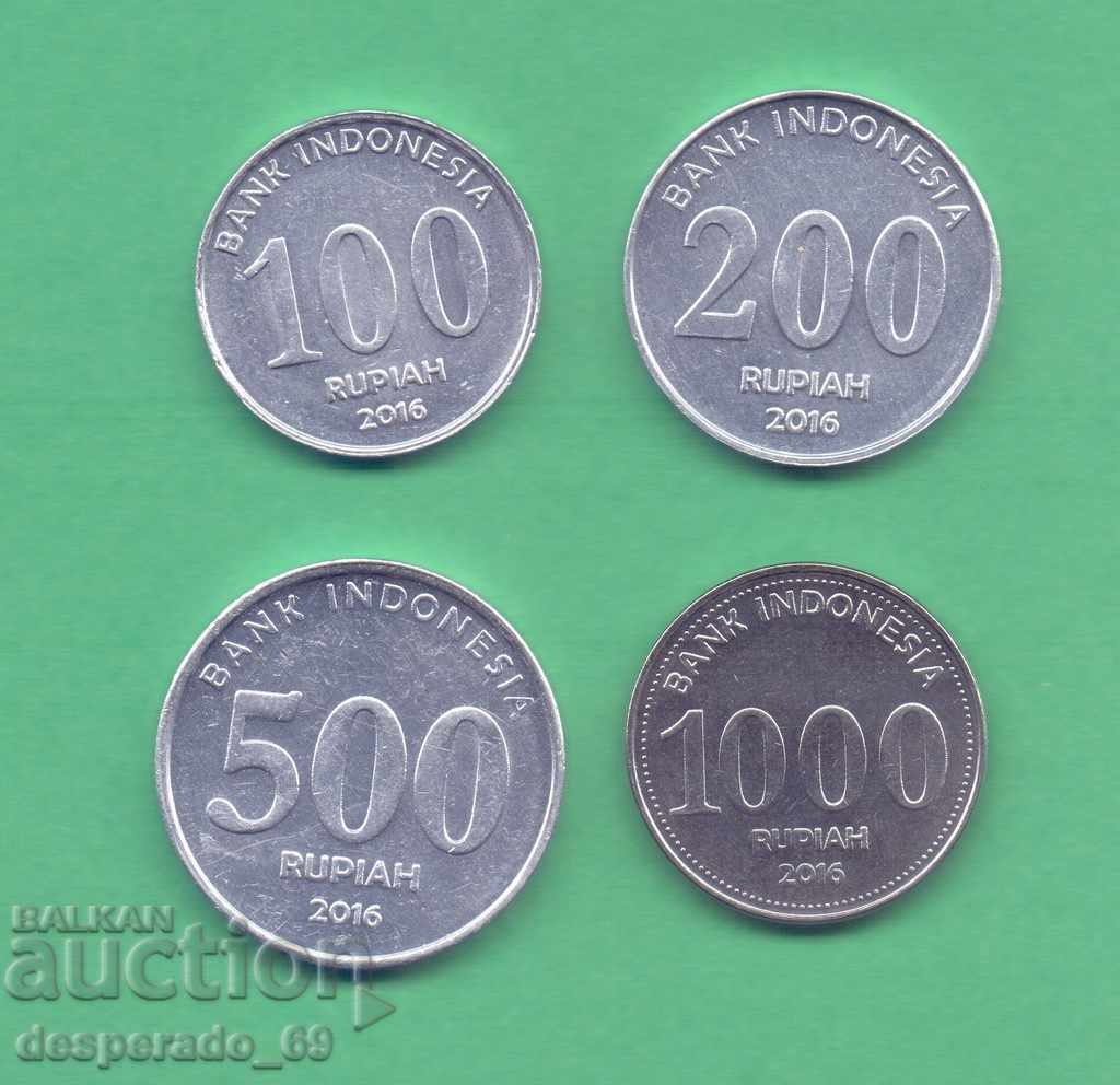 (¯`'•.¸ 100+200+500+1000 rupiah 2016 INDONESIA UNC ¸.•'´¯)
