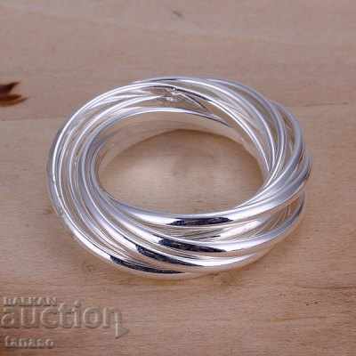 Ring of nine interlocking rings, silver-plated