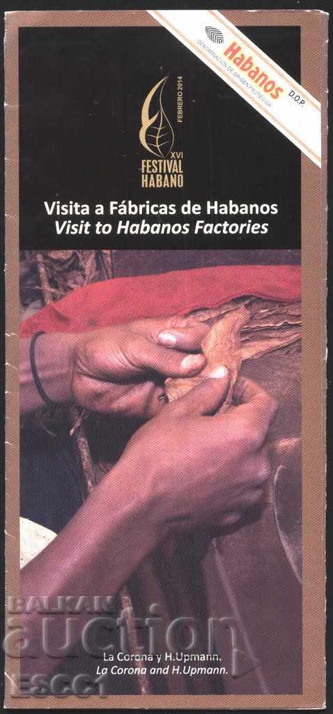 Broșură (flyer) Vizită la Cigar Factory 2014 din Cuba
