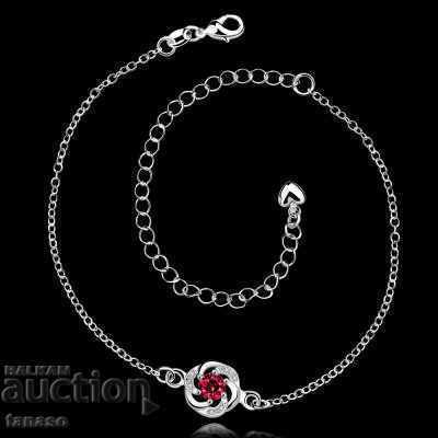 Stylish ankle bracelet with red zircon with price 14.00 BGN | € 7.16