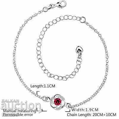 Auction  Stylish ankle bracelet with red zircon