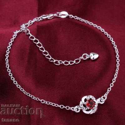 Stylish ankle bracelet with red zircon - 5