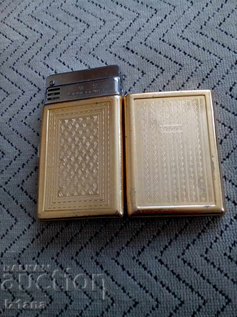 Old cigarette case, Sunflower lighter - 6 Old cigarette case, Sunflower lighter - 6
