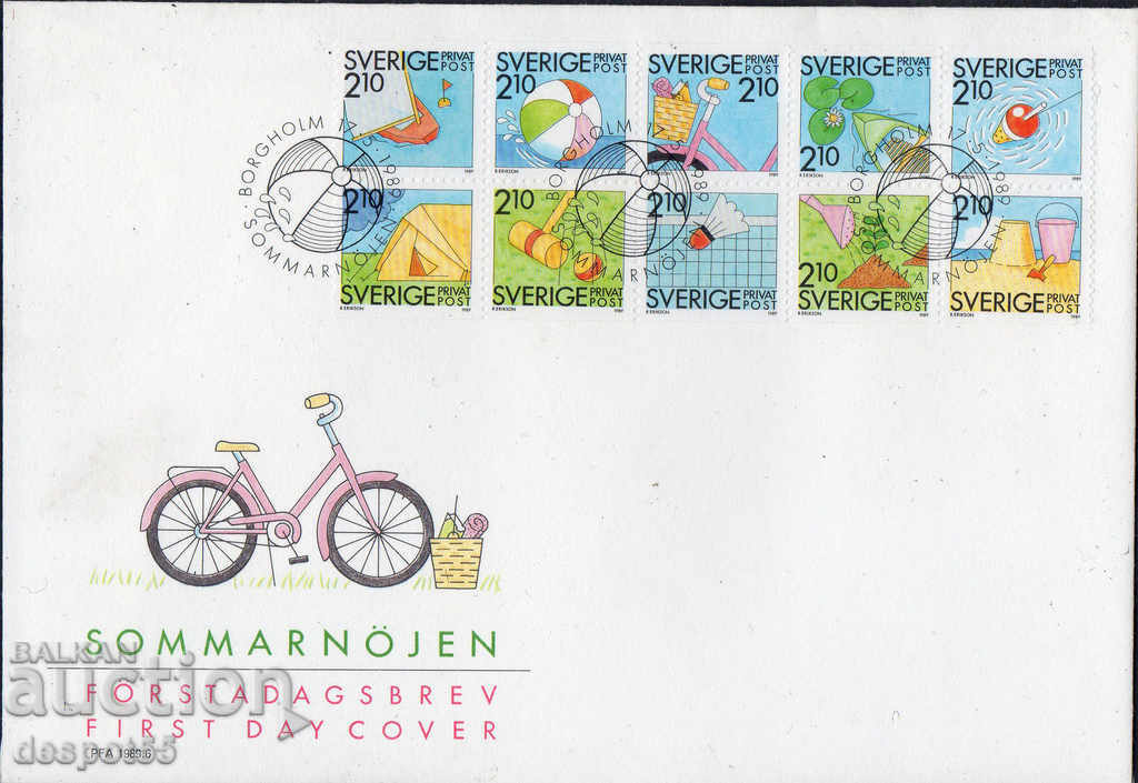 1989. Sweden. Envelope with sticker "First Day". Brands for discounts.