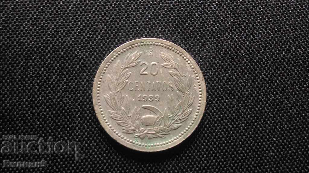 Chile 20 Sentavos 1939 S