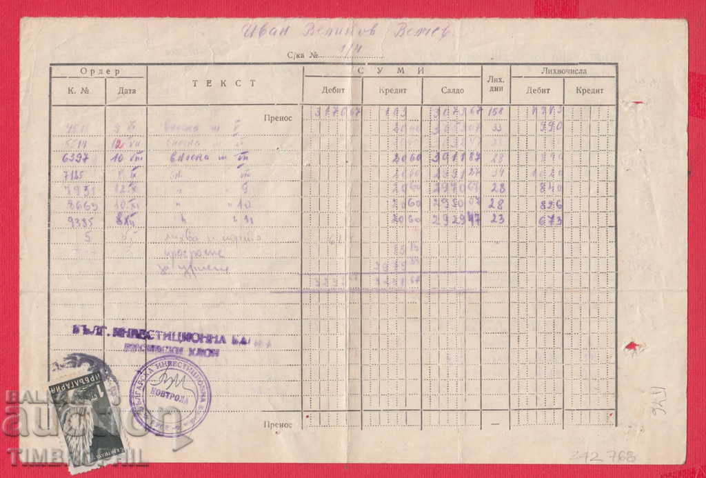 242768/1964 - RUSE BRANCH - INVESTMENT BANK with price 2.00 BGN | € 1.02 242768/1964 - RUSE BRANCH - INVESTMENT BANK with price 2.00 BGN | € 1.02